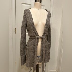 Studio M Gray Belted Cardigan Sweater